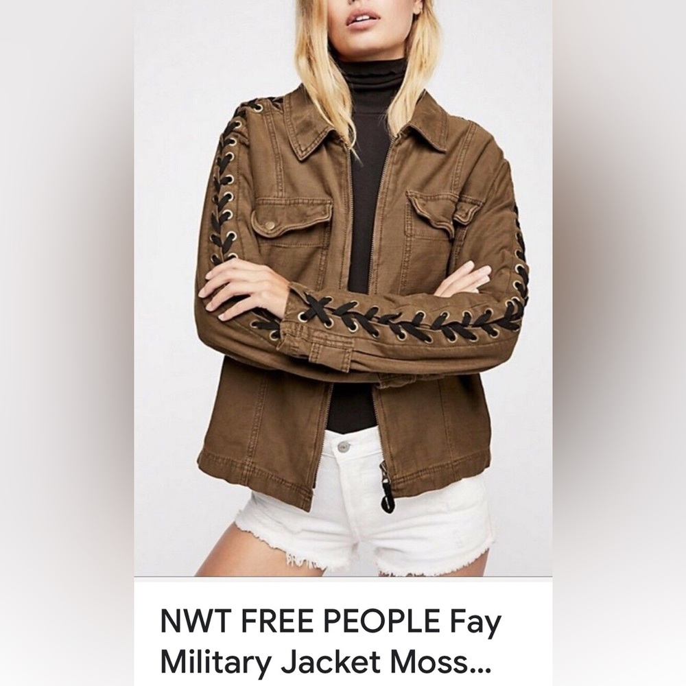 Free People Brown Lace-Up Utility Jacket - Picture 3 of 12